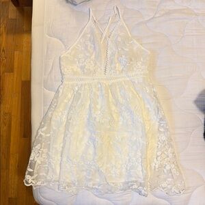 Cream Halter Sleeveless Mini Dress for Brides